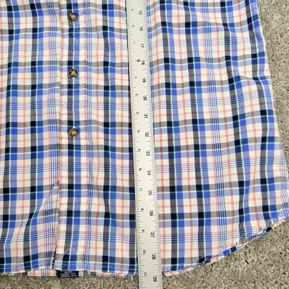 Polo Ralph Lauren Mens XL Short Sleeve Shirt Blue Pink Plaid Button Np Navy Pony